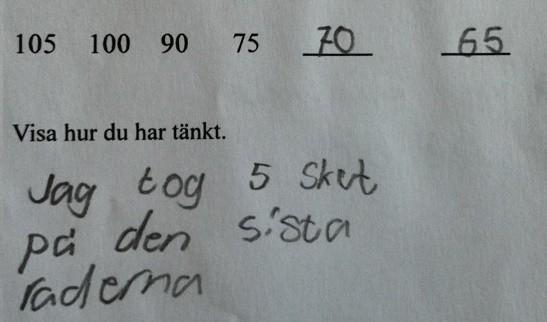 Den uträkne skillnen hr elevern sen nvänt för tt få frm vilk tl som skulle stå på rern. Figur 6: Elevexempel på strtegi från årskurs 3. Figur 6: Elevexempel på strtegi från årskurs 6.