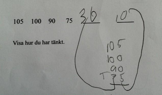 Eleven hr ert hunrtlen och tiotlen och fått frm summn 36 och sen hr eleven summert entlen och fått frm tlet 10.