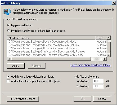 4.2.1 Lägg till musik- och bildfiler till Windows Media Player Bibliotek Windows Media Player lägger automatiskt all musik och alla bilder som finns i mapparna Min