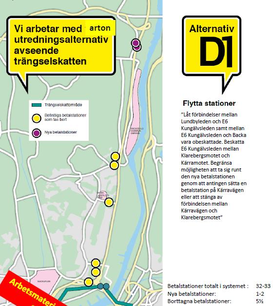 Förklaring Samtliga stationer i Backa och den på Lundbyleden tas bort. Ny station tillkommer på E6 mellan Klarebergsmotet och Kärramotet.