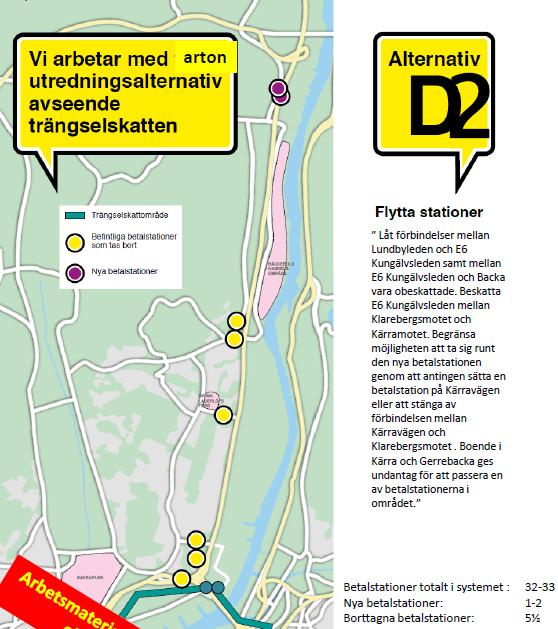 Förklaring Samtliga stationer i Backa och den på Lundbyleden tas bort. Ny station tillkommer på E6 mellan Klarebergsmotet och Kärramotet.