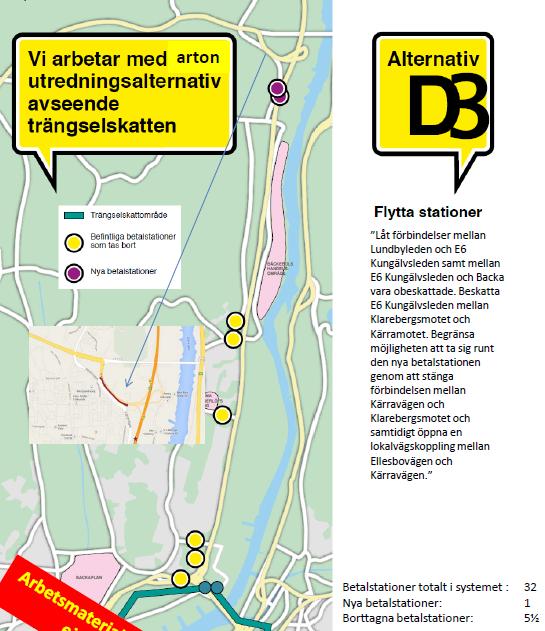Förklaring Samtliga stationer i Backa och den på Lundbyleden tas bort. Ny station tillkommer på E6 mellan Klarebergsmotet och Kärramotet.