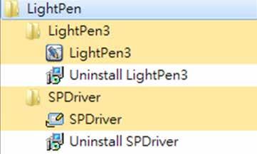 INSTALLERA I WINDOWS OS - LIGHTPEN3 3.6 Hur du kör drivrutinen igen Du kan köra drivrutinen igen genom att gå till Start/Alla program/lightpen/spdriver. 4. Verktygsfältet 4.