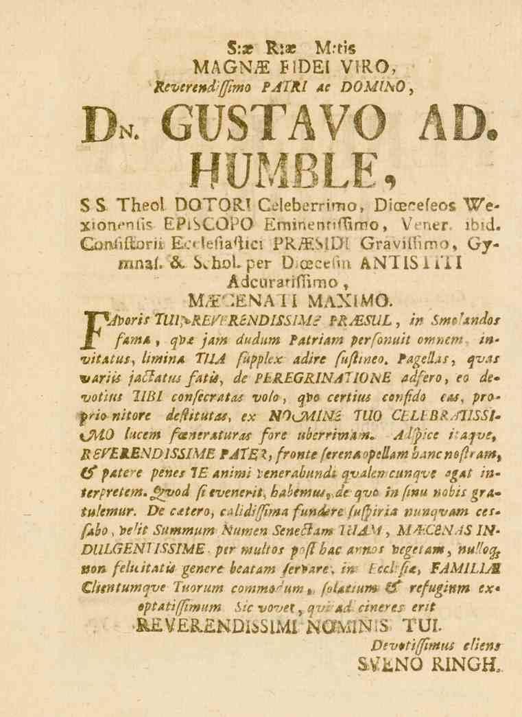 S:_e W.«M.-tis MAGN_E lidei VJRO, kcverendtffmo _?._A/ At OOH/5/«0, Dn gustavo ad. OITF^PI Ja f f UiVllJL_^_L B^s Theol DQTQR. Celeberrimo* Diceeefeos l^e» xion^niis E?i_.(_.Q?o EmineunGmo» Vener.