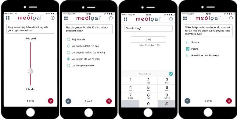 Intuitiv (lättanvänd) mobilapplikation med olika typer av svarsalternativ VAS &