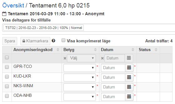 Skapa en grupp inom kursen och lägg in studenter eller importera dem från ett excel-ark.