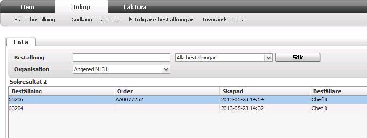 27 (92) försvinner. Winst har en utloggningstid på 30 minuter, därefter måste Du logga in på nytt. 3.25 Tidigare beställningar Du hittar dina tidigare beställningar under fliken Inköp och Tidigare beställningar.