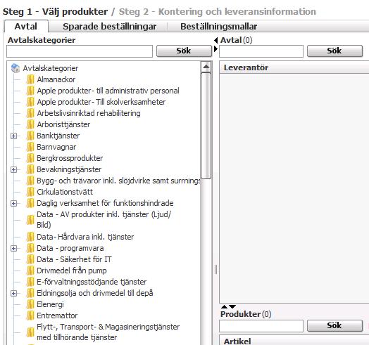6 (92) 3 Skapa beställning En helt ny beställning skapar Du genom att välja fliken Inköp.