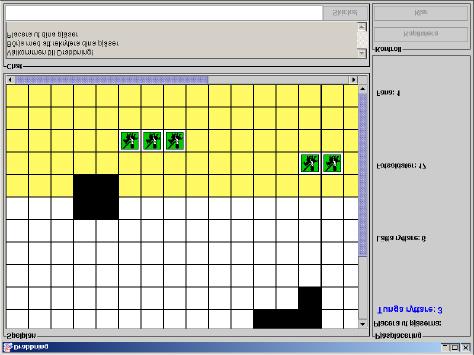 9.3 Utplacering av pjäser I denna spelfas skall spelaren placera ut sina nyligen rekryterade pjäser (se figur 3). De rutor som pjäserna får placeras på är markerade med gul färg.