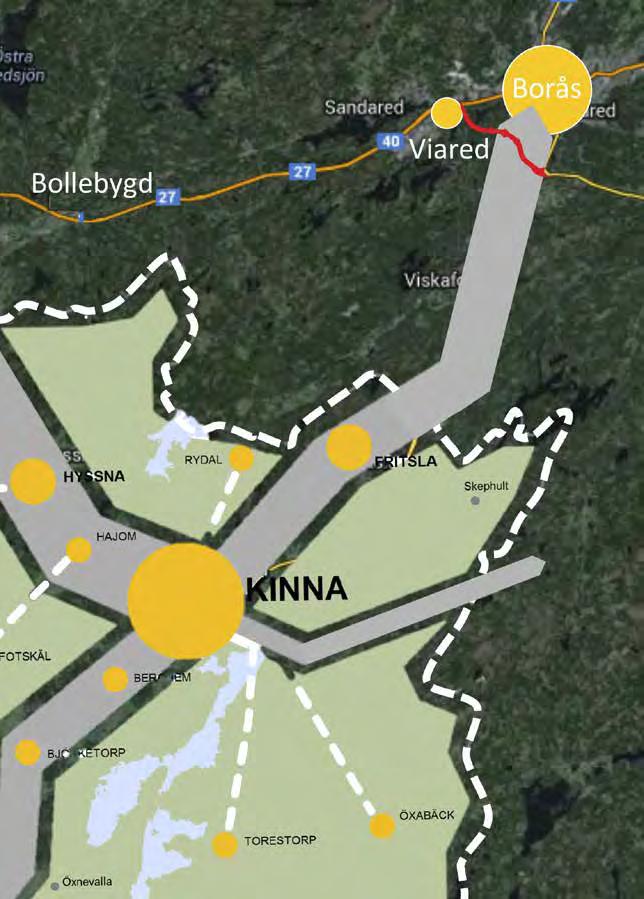 och kollektivtrafik på väg 156 enligt strukturbilden, ökar närheten till planerad station vid Landvetter flygplats och kortar restiderna ytterligare, vilket ökar de positiva effekterna av