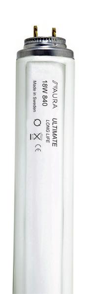 LYSRÖR - LONG LIFE Aura T8 Ultimate Reflector Long Life, Ø38mm, Sockel G13 Typ A Typ B Typ C 3 BESKRIVNING LJUSFÄRG LÄNGD (mm) E- 1 433414 18W, 840, Typ A Vit 590 E8301959 25 286 32 A 7393771634141 1