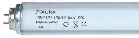 LYSRÖR - LONG LIFE Aura T8 Universal Thermo Long Life, Ø38mm, Sockel G13 Röret är avsett för kalla miljöer t ex utomhusbelysning, skyltar, kallförråd, fryshus och parkeringshus.