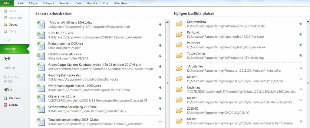 Sida 4 av 44 Nåla fast ofta använda dokument 1 Öppna aktuellt