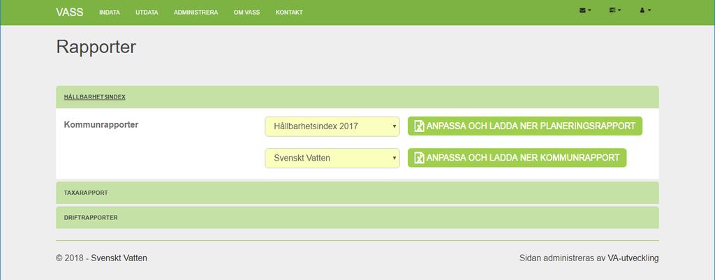 I Hållbarhetsindex - utvärdering kan man se värderingen för varje parameter för den egna kommunen. Genom att klicka på kommunnamnet kan man se underliggande frågor och deras värdering.