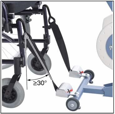 13 Självopererande stabiliserings remmar (Extra utrustning) De självopererande remmarna förhindrar rullstolen från att tippa över när patienten tränar med THERA-trainer.