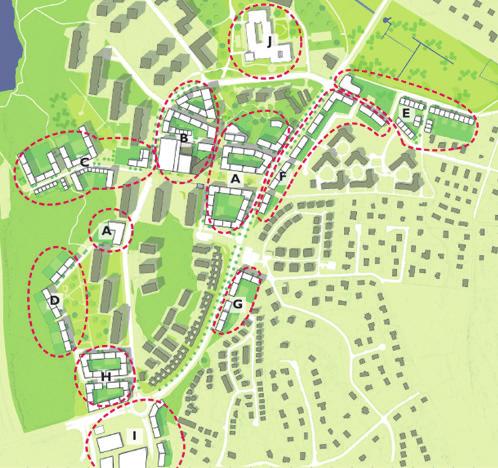 MARKANVISNINGSOMRÅDET Markanvisningsområdet ligger i direkt anslutning till Älta centrum, mellan Ältavägen och Oxelvägen enligt bilden nedan.