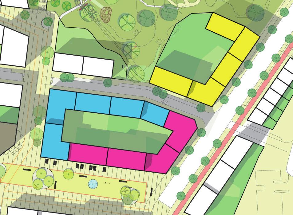 VI VI IV V VI V VI IV VI V V V V IV VI IV Karta över anbudsområden med föreslagen bebyggelsestruktur och våningshöjder.