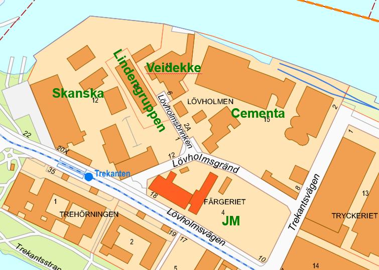 Lövholmen), Lövholmen 16 (Lindengruppen AB) och Färgeriet 4 (JM).