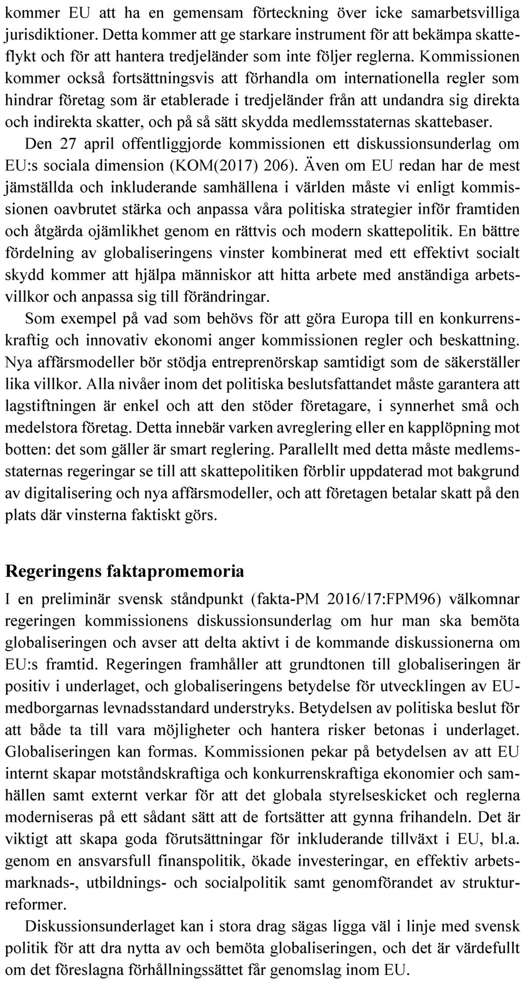 SKATTEUTSKOTTETS YTTRANDE