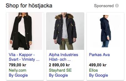 Sponsrad. Shoppingannonserna ingår också i det som kallas betalt sök. blir en naturlig del när man planerar innehållet i övrig annonsering.