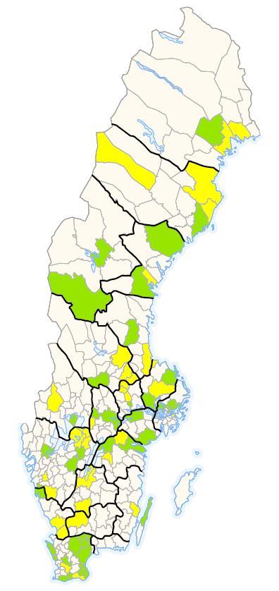 Kommuner som gått över till tjänstebaserad uppdatering På Lantmäteriets hemsida