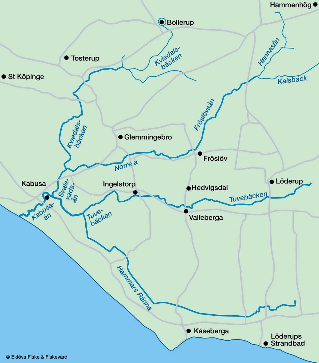 Karta 3. Översikts karta över Kabusaån med tillflöden.