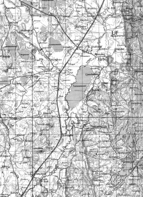 JÄRBO V ä n e r n Mellerud Göteborg Fig. 1. Topografiska kartan, blad 9B SO (Dals Ed), med platsen för undersökningen markerad. Skala 1:50 000.