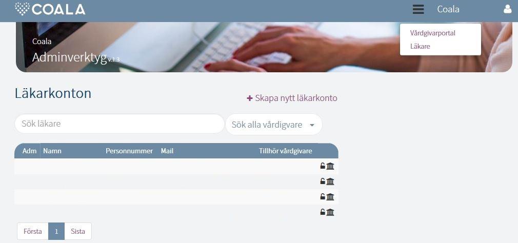 Anslutna läkare Vårdgivaradmin kan hämta en lista över anslutna läkare genom att välja alternativet i menyn längst upp på skärmen. 1 3 2 1. För en översikt över anslutna läkare, välj Läkare i menyn.