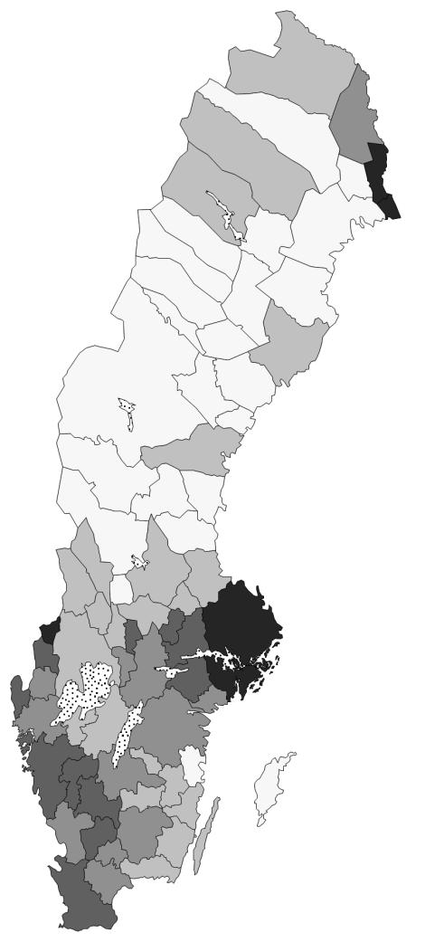 In addition, a presentation is given of the demographic characteristics for Swedish born and foreign born persons in different parts of the country. Data from 2008 is used consistently in the report.