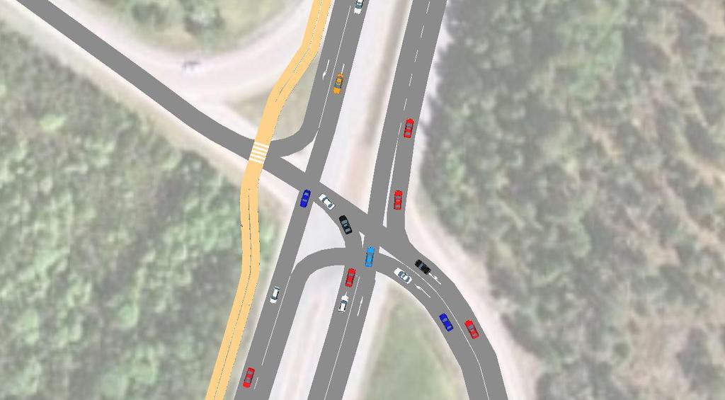 För att undvika köbildning på rampen rekommenderas att underlätta för vänstersvängande trafik från E18.