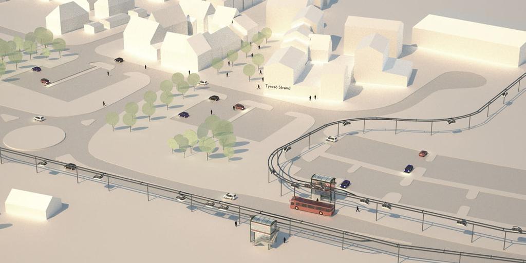 Integrering av banor och stationer Spårbilsstationen integreras med fördel med den befintliga busshållplatsen Lagergrens väg.