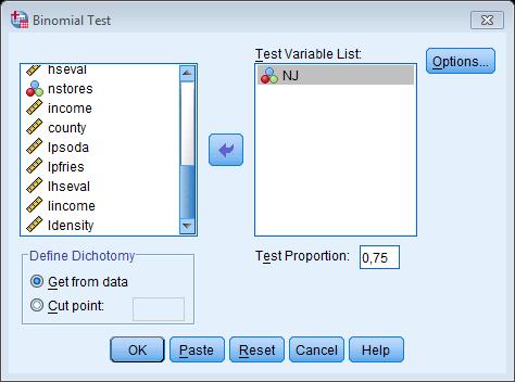 : = : Hypotetetig i SPSS Tet på adel: Hur tor adel av retauragera ligger i New Jerey?