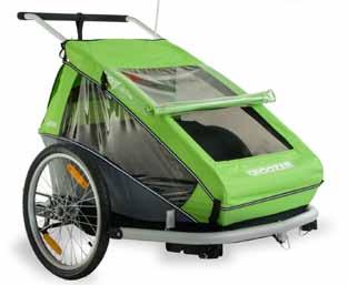 Använda Croozer Kid Öppna och stänga skyddet 2 i väderskyddet består av ett genomskinligt plastfönster () som skyddar mot vind och lätt regn, samt ett nät (2) som sitter innanför.
