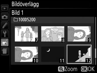 NEF-bilder (RAW) som skapats med kameran. 2 Välj den första bilden.