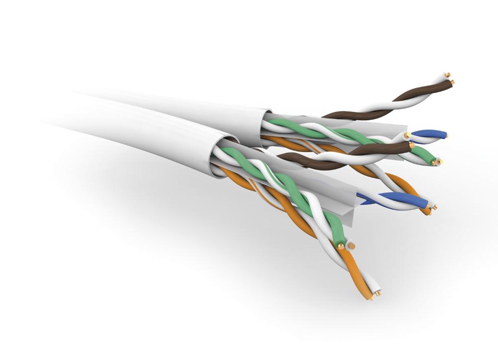 Koppar Gigamedia datakabel kat 6 U/UTP PVC Oskärmad nätverkskabel kat 6 i PVC. Innehåller 4 tvinnade par med PE-isolerade solida ledare AWG23.