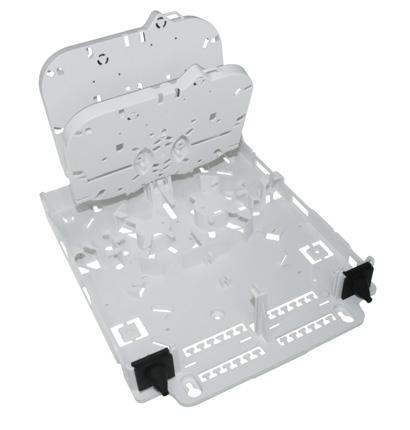 Skarv-/ÖP-box fiber 4xSC simplex Kostnadseffektiv skarv/öp-box för 4 fiber av vit plast. Integrerad skarvkassett.