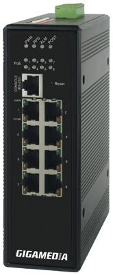 PoE-switch 8 port DIN 10/100/1000 Mbps, managerbar Miniswitch med aluminiumchassi för DIN-skena, med 8 PoE-portar. Hastighet 10/100/1000 Mbps. Stödjer IEEE 802.
