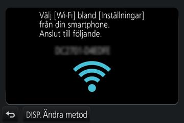 Wi-Fi Använda kameran genom att ansluta den till en smarttelefon Ansluta till en smarttelefon Ansluta utan att använda lösenord Det är mycket enkelt att upprätta en Wi-Fi-anslutning på den här