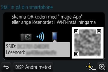 Wi-Fi Ange ett lösenord för att skapa en anslutning (På kameran) Använda kameran genom att ansluta den till en smarttelefon [Inst.