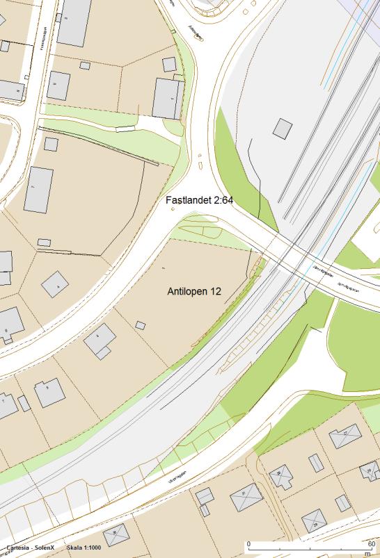 Område 1 Område 2 Visar de fastigheter som berörs av planförslaget samt markförändringen. För område 1 föreslås del av Antilopen 12 (535 m 2 ) att övergå till Fastlandet 2:64.