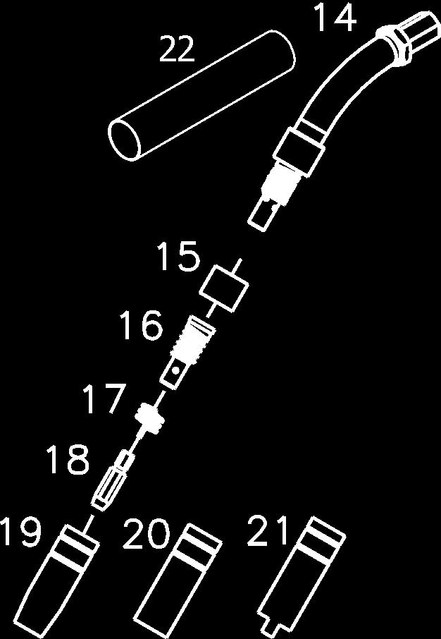 SLITDELAR TILL LUFTKYLDA MIG SLANGPAKET Slitdelar till ML 40 Softgrip Position nr. Art. nr. Benämning Kollo 8308007 Gaskåpa ML40 med gänga konisk 2 803042 Kontaktrör.