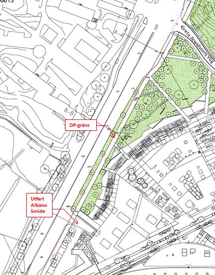 Sida 7 (9) Figur 7. Ny GC-lösning. Planritning söder om Greta Arwidssons Väg.