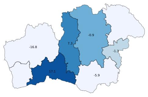 Gästnätter i Kronobergs län, jan-apr 2018 180 152 gästnätter (+2,3 %, +4 052 st) (Utveckling per marknad HSVC.