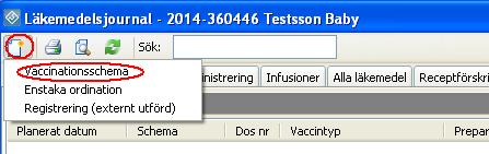 Vaccinationschema: Välj Ny ordination och Vaccinationsschema Välj aktuellt vaccinationsschema i fält för detta BHV Gotland