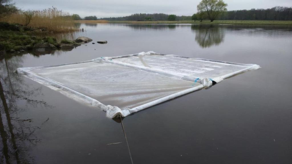 Åtgärd 3 Utläggning av juteväv och armeringsmattor Juteväv införskaffades och ambitionen var att använda den tillsammans med armeringsmattor och låta dem ligga på botten som täckning.