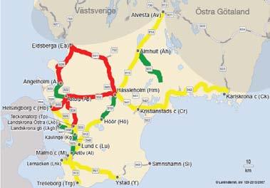 BILD 7 Skåne/Blekinge: Punktlighet för gods- och persontåg Merförseningar 2 relaterade till anläggningsorsaker, dygnsgenomsnitt, april 21-mars 211 Stora merförseningar 1 Medelstora merförseningar 1