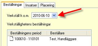 Om beställningen gäller en ny kund och verkställigheten startar vid ett senare datum än vad som är beställt MÅSTE du ändra datum på verkställigheten. Det görs vid Verkställd from.