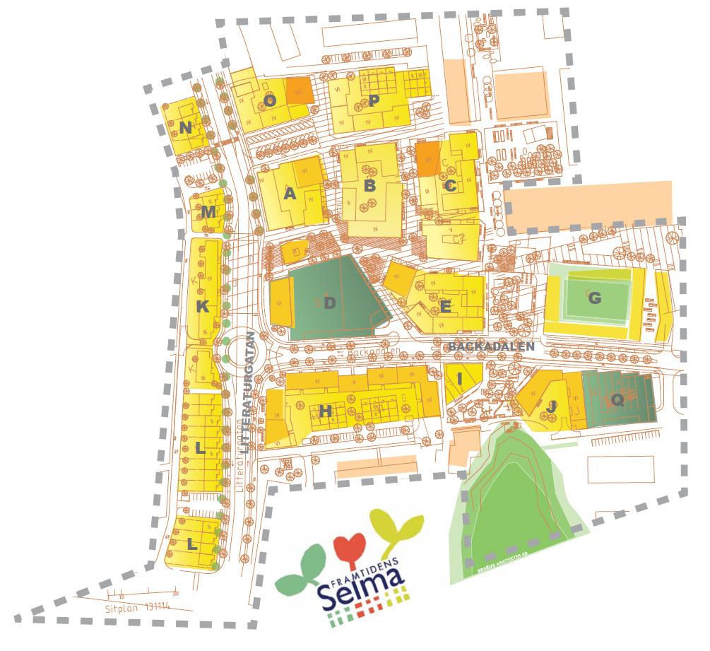 3 Övergripande förslag till fördelning av parkering Följande fördelning av parkering kvartersvis, baserat på plankartan, kan göras utifrån det beräknade behovet av parkering.