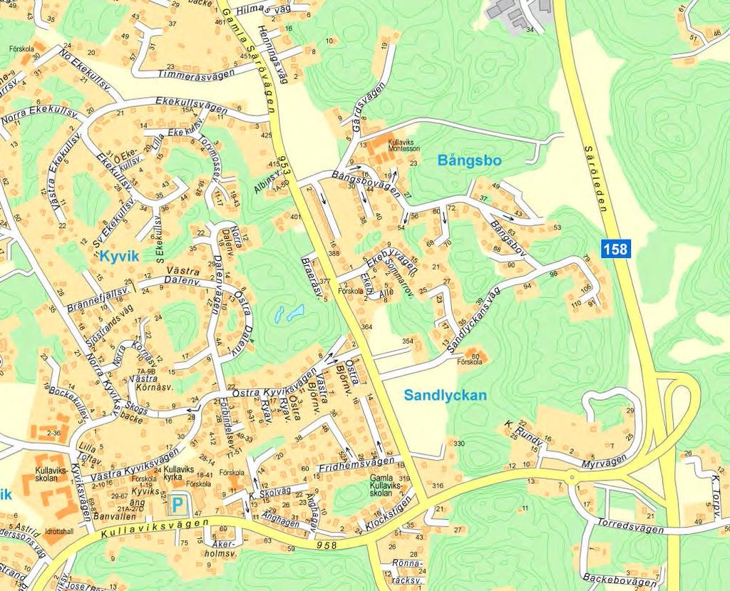 Gator och trafik Tillfart och trafikföring Programområdet ligger i direkt anslutning till Gamla Särövägen som löper i nord-sydlig riktning.