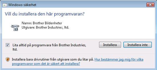 Trådundet nätverk Windows k Instlltionen v Brother-drivrutinern strtr utomtiskt. Skärmildern viss i tur och ordning. Stäng INTE någr skärmr under instlltionen.